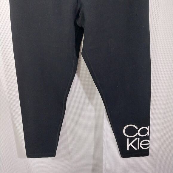 CALVIN KLEIN! SUPER LUXE BLACK & WHITE LOGO LEG, ULTRA STRETCH LEGGINGS! SZ L - Picture 4 of 10